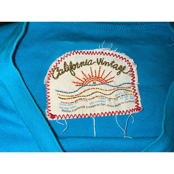 CALIFORNIA VINTAGE TURQUOISE MOTO BIKER LONG SLEEVED TEE 90's - Picture 3 of 6